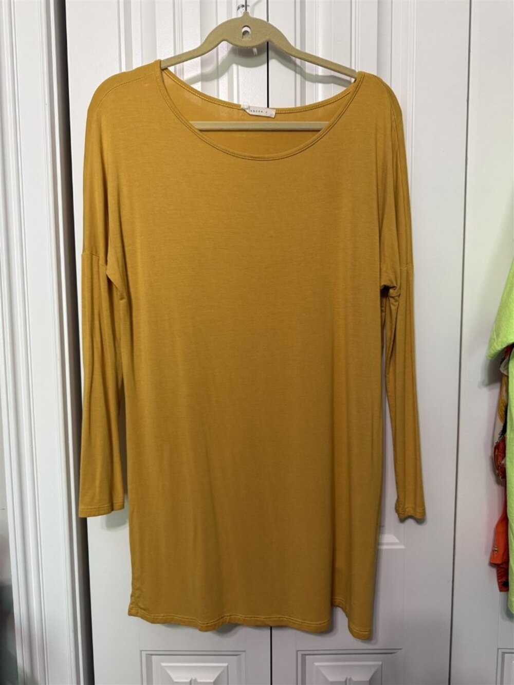 Reborn J Womens Top Tunic Gold Yellow Long Sleeve Small Fall